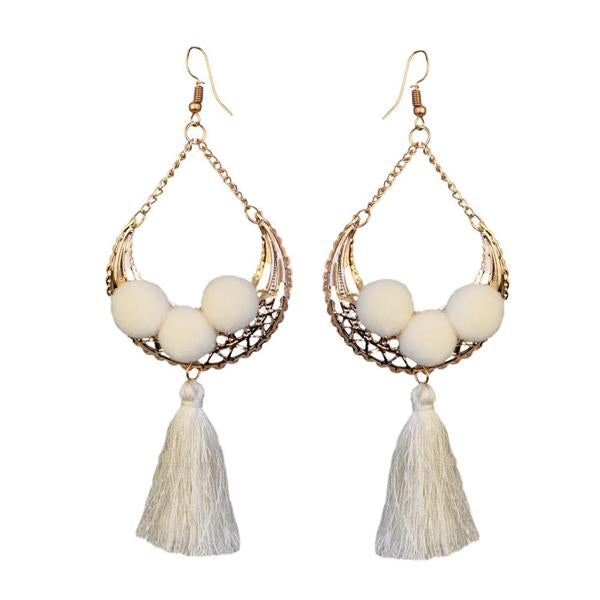 Jeweljunk Gold Plated White Thread Earrings - 1310925D