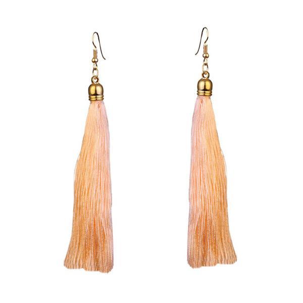 Jeweljunk Gold Plated Peach Thread Earrings - 1310926A