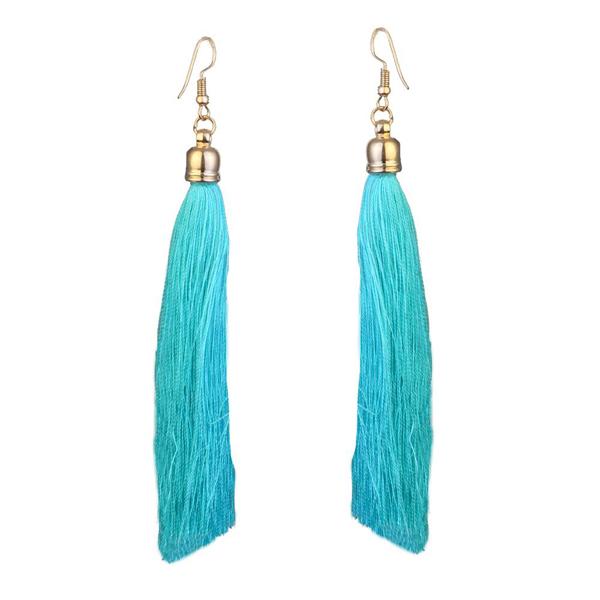 Tip Top Fashions Gold Plated Blue Thread Earrings - 1310926C