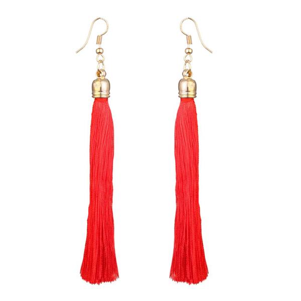 Jeweljunk Gold Plated Red Thread Earrings - 1310926D