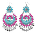 Jeweljunk Blue & Pink Meenakari Afghani Earrings - 1311056E