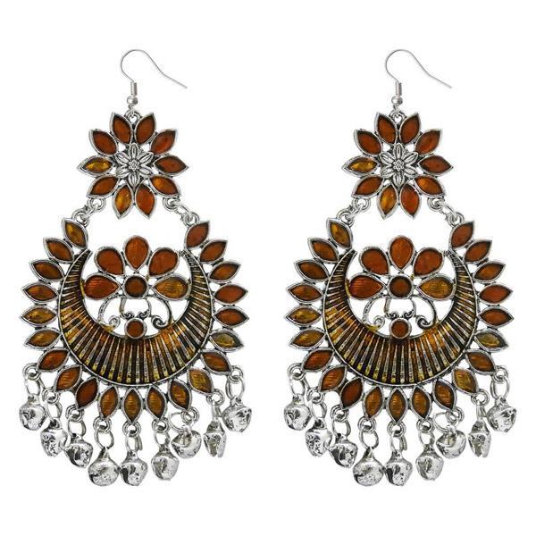 Jeweljunk Brown Meenakari Afghani Dangler Earrings - 1311056K