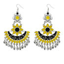 Jeweljunk Yellow & Black Meenakari Afghani Earrings - 1311057A