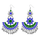 Jeweljunk Green & Blue Meenakari Afghani Earrings - 1311057E