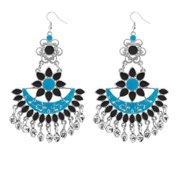 Jeweljunk Blue & Black Meenakari Afghani Earrings - 1311057I
