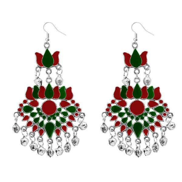 Tip Top Fashions Maroon Meenakari Afghani Dangler Earrings - 1311059A