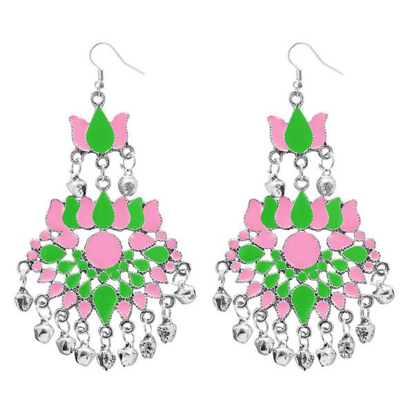 Tip Top Fashions Green Meenakari Afghani Dangler Earrings - 1311059D