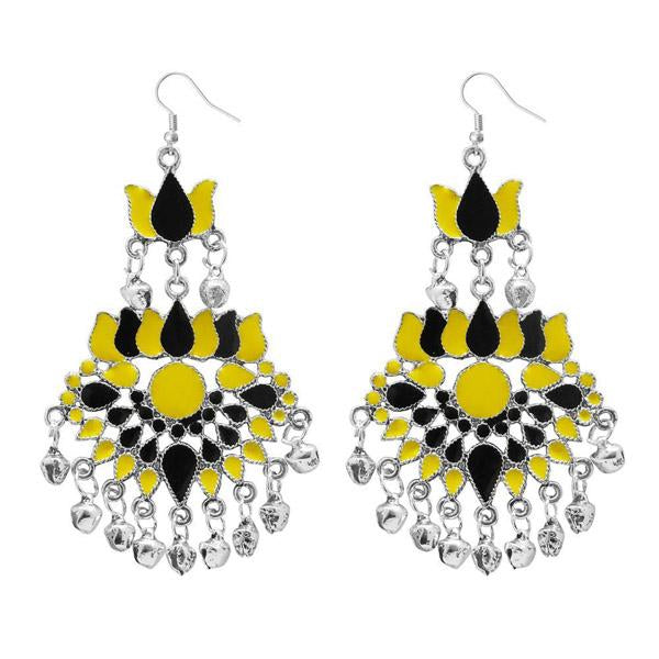 Tip Top Fashions Yellow & Black Meenakari Afghani Earrings - 1311059E