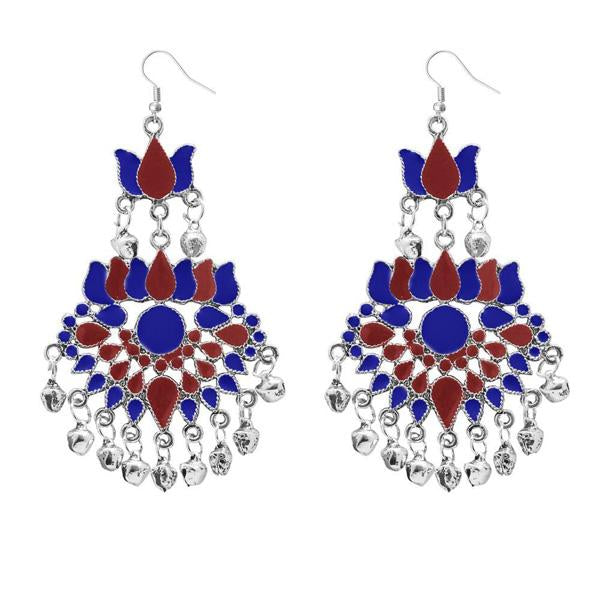Tip Top Fashions Maroon & Blue Meenakari Afghani Earrings - 1311059F