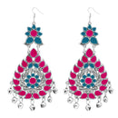 Jeweljunk Pink & Blue  Meenakari Afghani Dangler Earrings - 1311060H