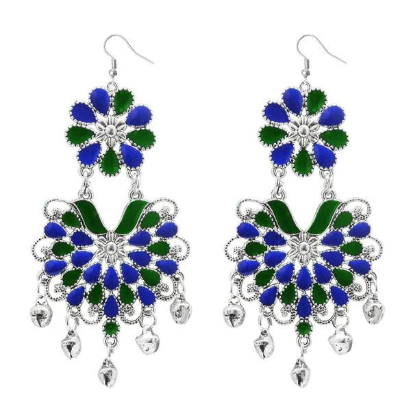 Jeweljunk Blue & Green Meenakari Afghani Earrings - 1311063A