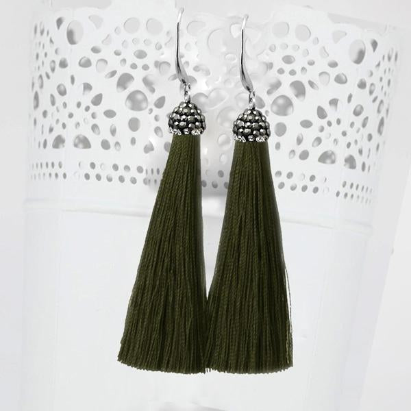 Jeweljunk Stone & Green Thread Earrings - 1310932C