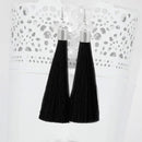 Jeweljunk Black Thread Rhodium Plated Tassel Earrings - 1310935B