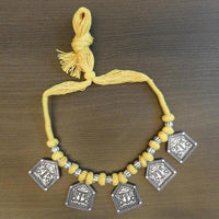 Jeweljunk Silver Plated Thread Tribal Necklace - 1111503D
