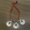 Jeweljunk Brown Thread Silver Plated Tribal Necklace - 1111504B