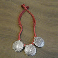 Jeweljunk Silver Plated Brown Thread Tribal Necklace - 1111505B
