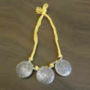 Jeweljunk Silver Plated Yellow Thread Tribal Necklace - 1111505D