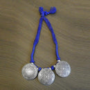 Jeweljunk Blue Thread Silver Plated Tribal Necklace - 1111505H