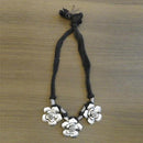 Jeweljunk Black Thread Silver Plated Tribal Necklace - 1111506C