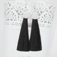Jeweljunk Silver Plated Black Thread Earrings - 1310936A
