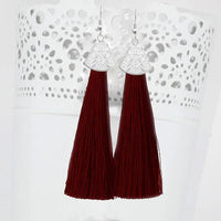 Jeweljunk Silver Plated Maroon Thread Earrings - 1310936F