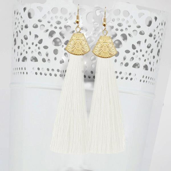 Jeweljunk Gold Plated White Thread Earrings - 1310937E