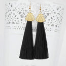 Jeweljunk Gold Plated Black Thread Tassel Earrings - 1310937F