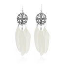 Jeweljunk Rhodium Plated White Feather Earrings - 1310938F