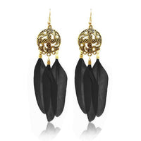Jeweljunk Gold Plated Black Feather Earrings - 1310939C
