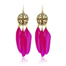 Jeweljunk Gold Plated Pink Feather Earrings - 1310939E