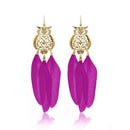 Jeweljunk Gold Plated Purple Owl Feather Earrings - 1310940E