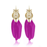 Jeweljunk Gold Plated Purple Owl Feather Earrings - 1310940E