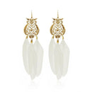 Jeweljunk Gold Plated White Owl Feather Earrings - 1310940F