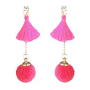 Jeweljunk Gold Plated Pink Thread Earrings - 1310905C