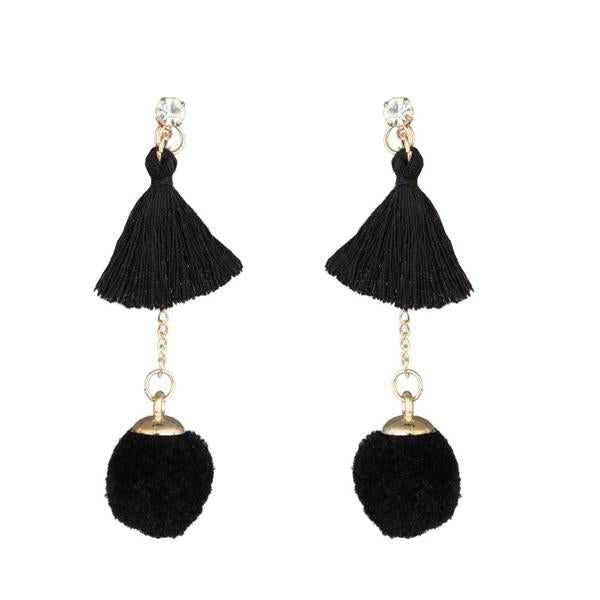 Tip Top Fashions Gold Plated Black Thread Earrings - 1310905D