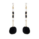 Jeweljunk Gold Plated Black Pompom Thread Earrings - 1310912B