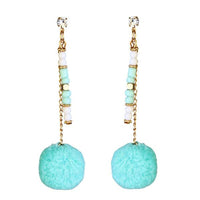 Jeweljunk Gold Plated Green Pompom Thread Earrings - 1310912C