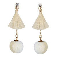 Jeweljunk Gold Plated White Thread Earrings - 1310917A