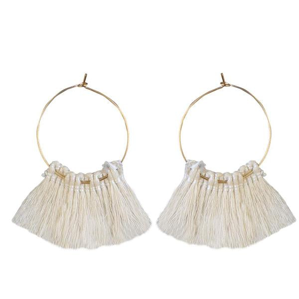 Tip Top Fashions Gold Plated White Thread Earrings - 1310921A
