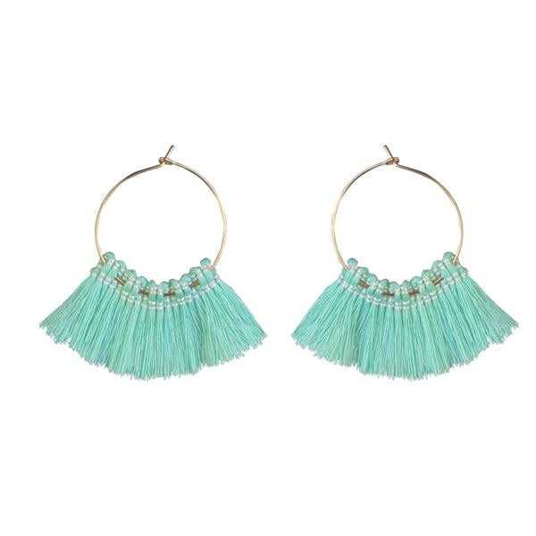 Jeweljunk Gold Plated Green Thread Earrings - 1310921C