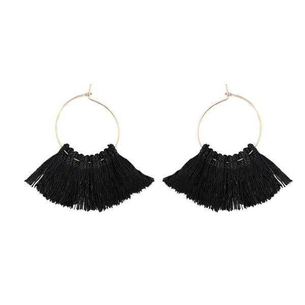 Tip Top Fashions Gold Plated Black Thread Earrings - 1310921D