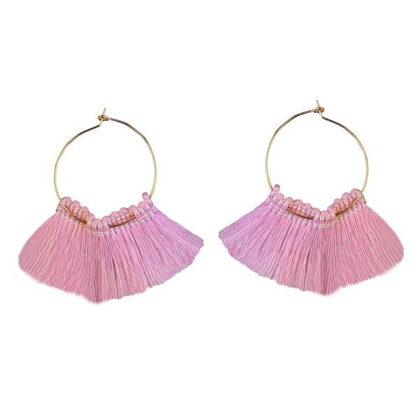 Jeweljunk Gold Plated Pink Thread Earrings - 1310921E