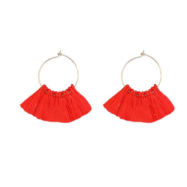 Jeweljunk Gold Plated Red Thread Earrings - 1310921F
