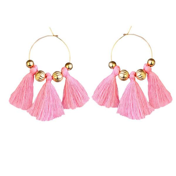 Jeweljunk Gold Plated Pink Thread Earrings - 1310923B