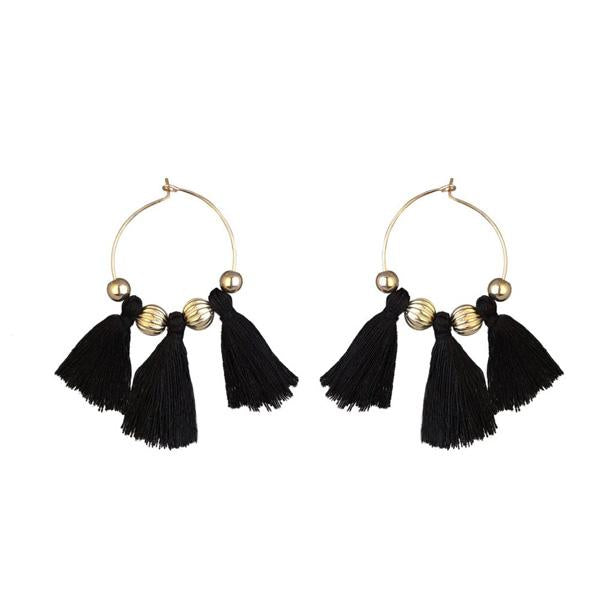 Tip Top Fashions Gold Plated Black Thread Earrings - 1310923C