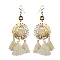 Jeweljunk Gold Plated White Thread Earrings - 1310924B