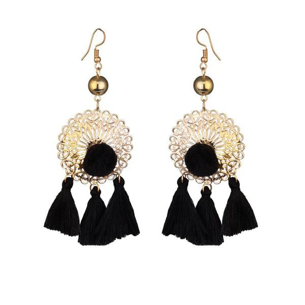 Jeweljunk Gold Plated Black Thread Earrings - 1310924E