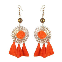 Jeweljunk Gold Plated Orange Thread Earrings - 1310924F
