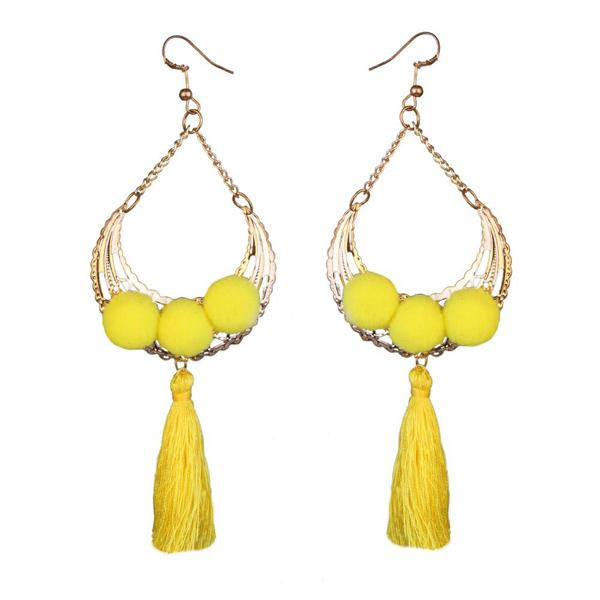 Jeweljunk Gold Plated Yellow Thread Earrings - 1310925E