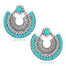Jeweljunk Silver Plated Blue Beads Chandbali Earrings - 1311024A